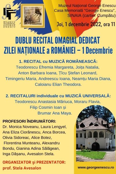 DUBLU RECITAL OMAGIAL DEDICAT ZILEI NAȚIONALE a ROMÂNIEI – 1 Decembrie